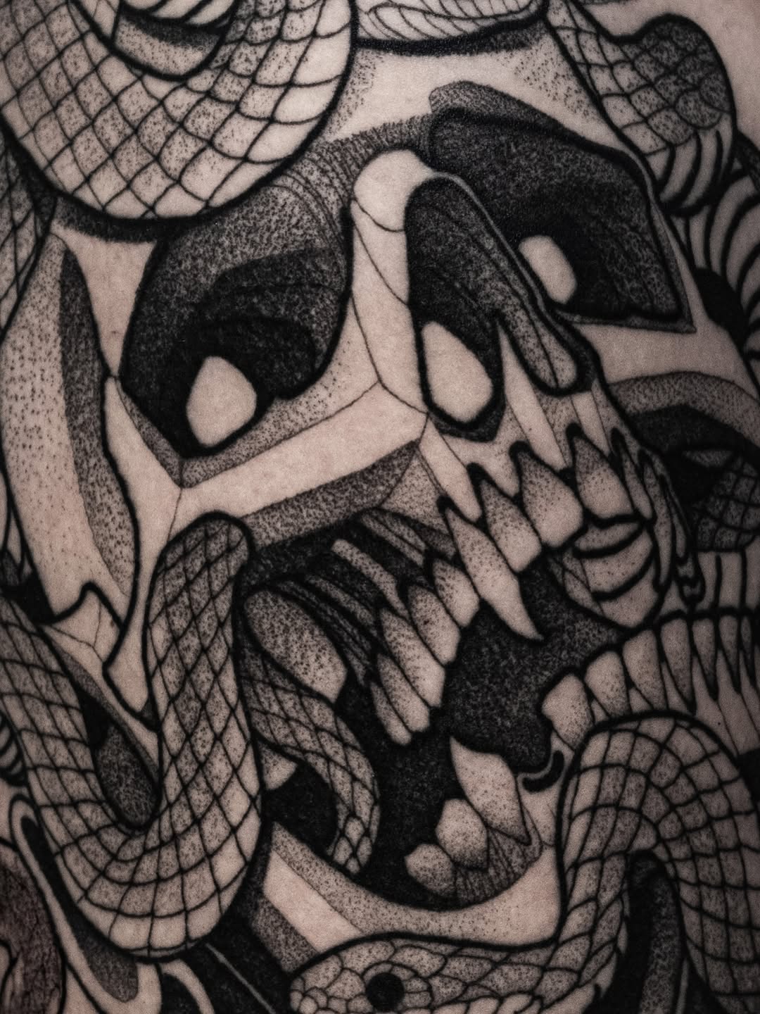 Tattoo by @deadcrown_ — black_and_grey, dotwork