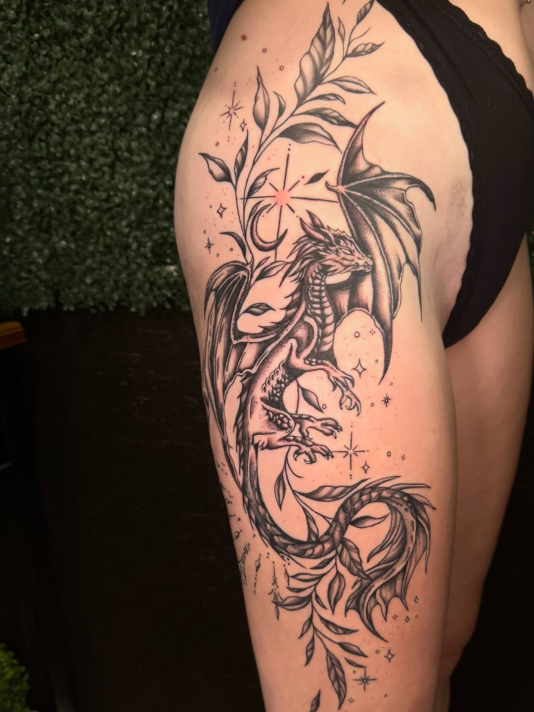 Tattoo by @bremarietattoos — black_and_grey, dotwork