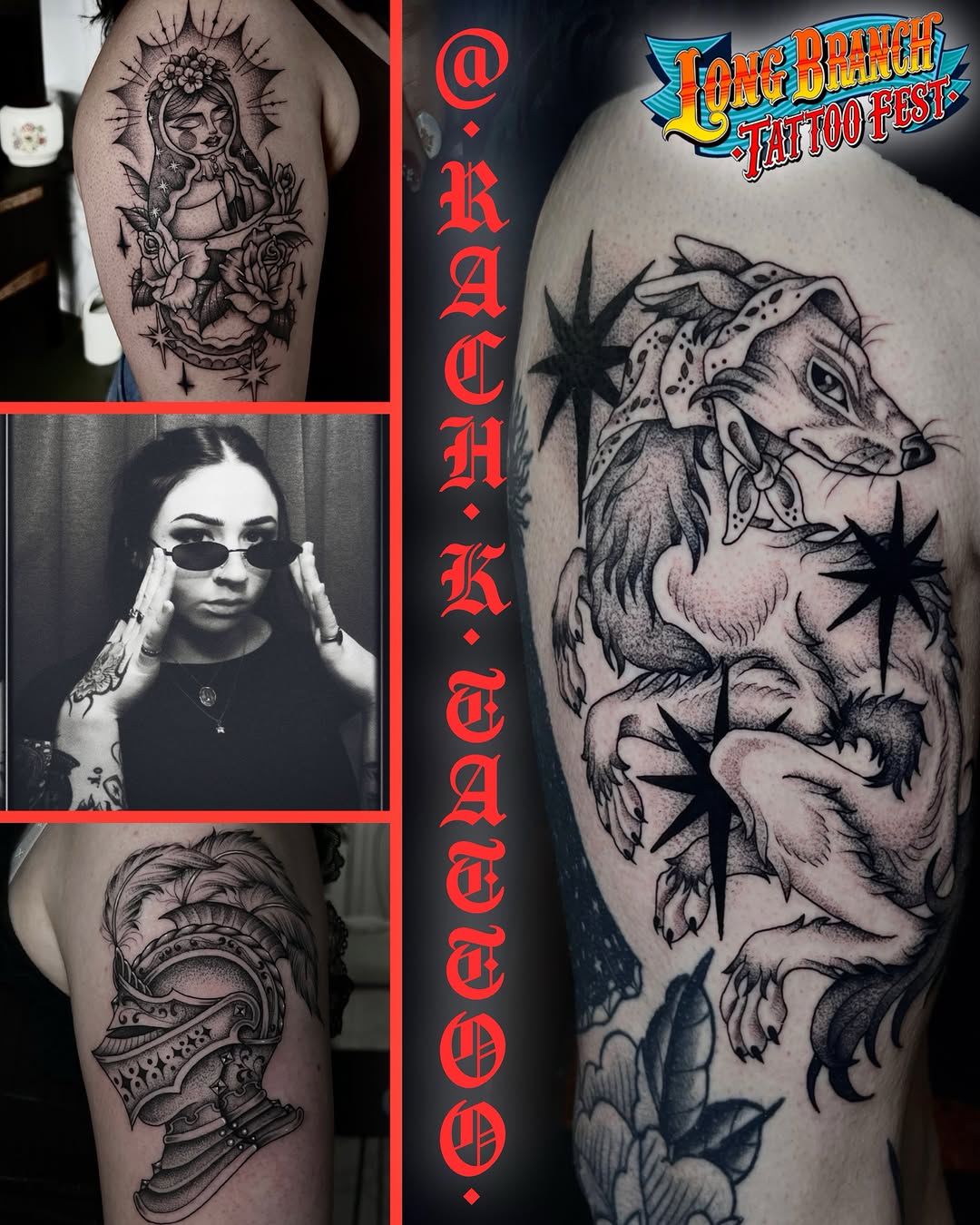 Tattoo by @rachktattoo — black_and_grey, dotwork