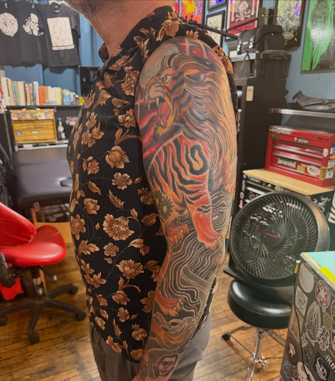 Tattoo by @cyborgbrains — japanese_irezumi, black_and_grey