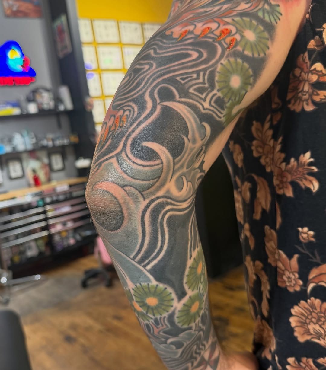 Tattoo by @cyborgbrains — japanese_irezumi, black_and_grey