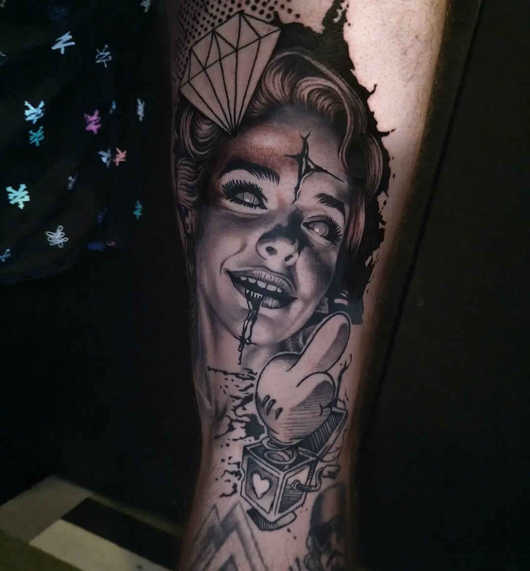Tattoo by @alexlondontattoo — realism, black_and_grey