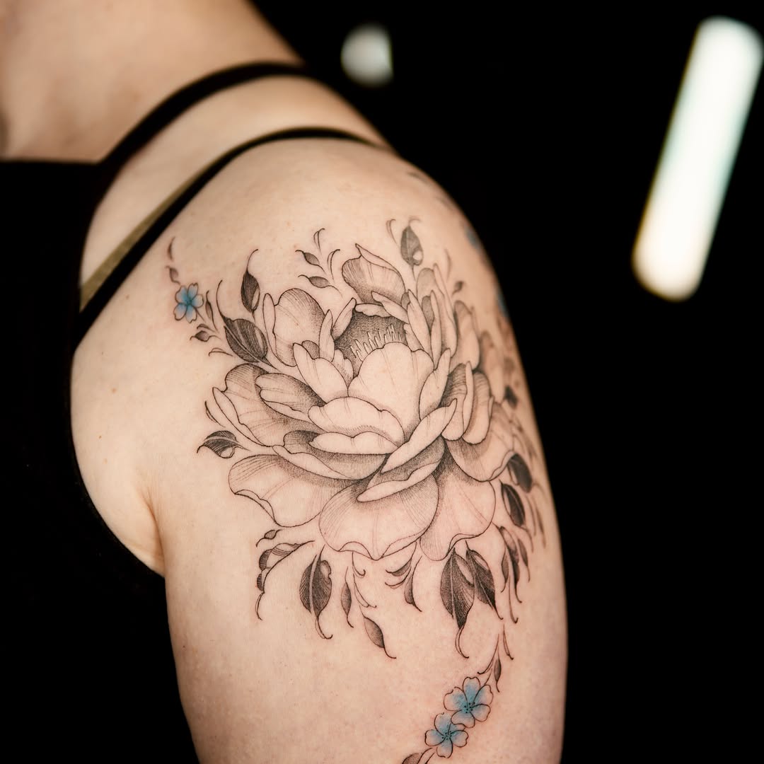 Tattoo by @chanchan.tatts — fine_line, black_and_grey