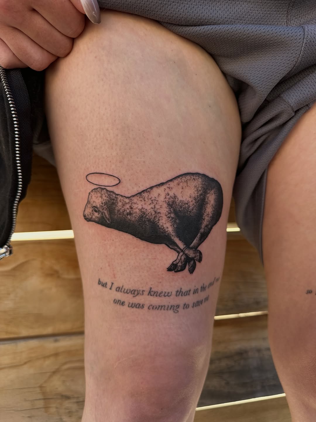 Tattoo by @rodeorosetattoo — black_and_grey, lettering_script
