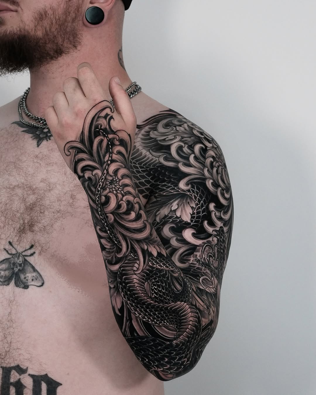 Tattoo by @eugenetattoo — japanese_irezumi, black_and_grey