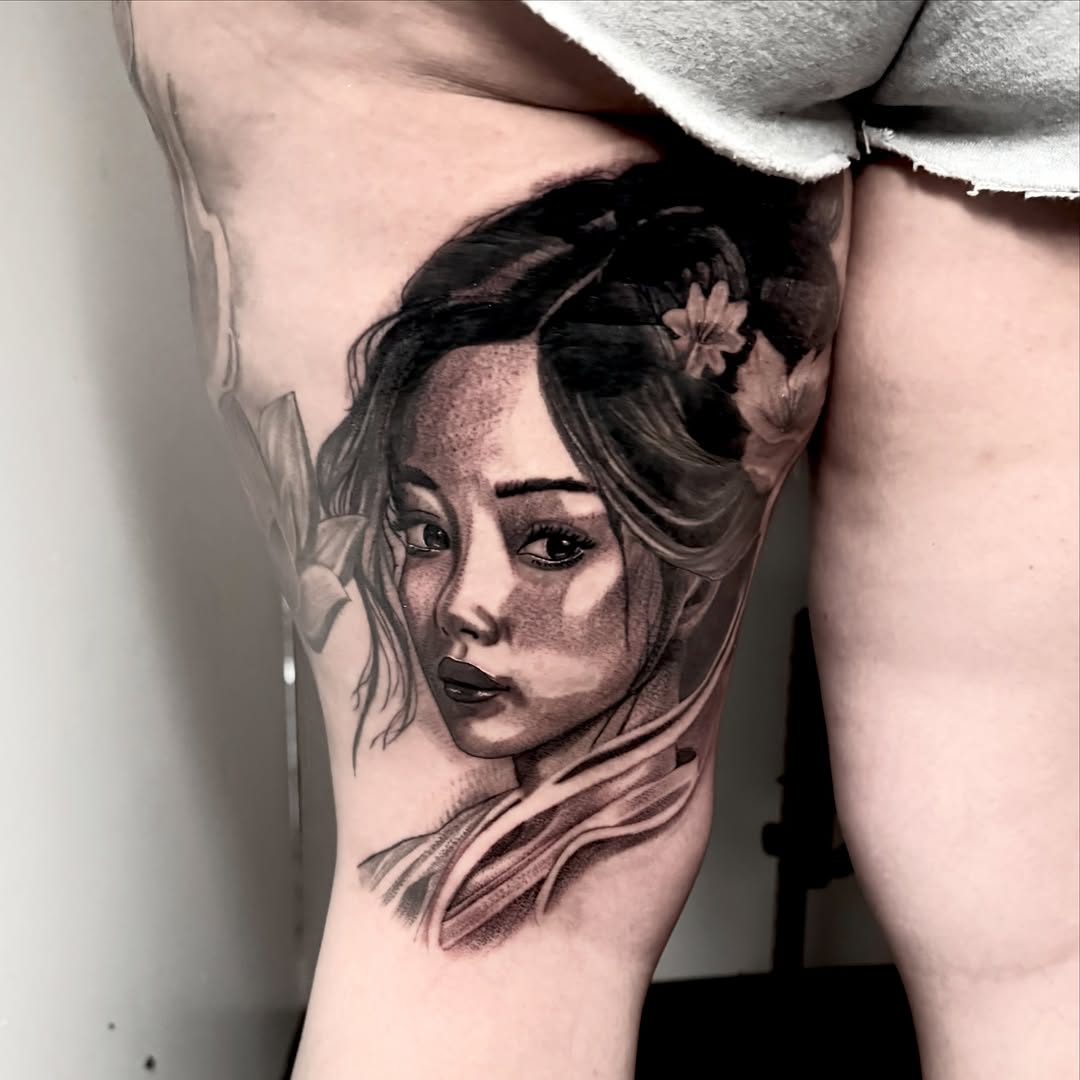 Tattoo by @tainotattoos โ realism, black_and_grey