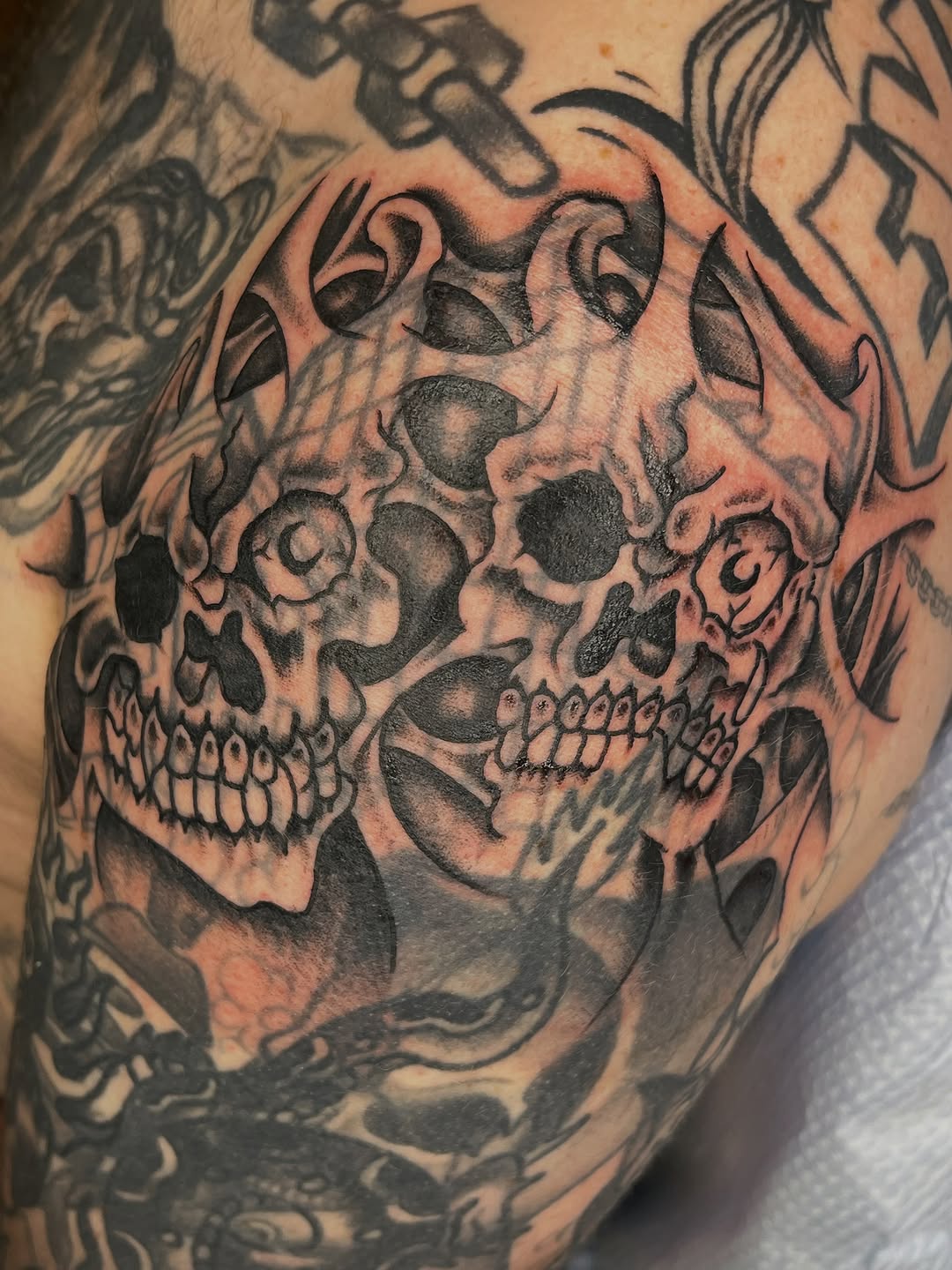Tattoo by @arno.larose — black_and_grey, dark_realism