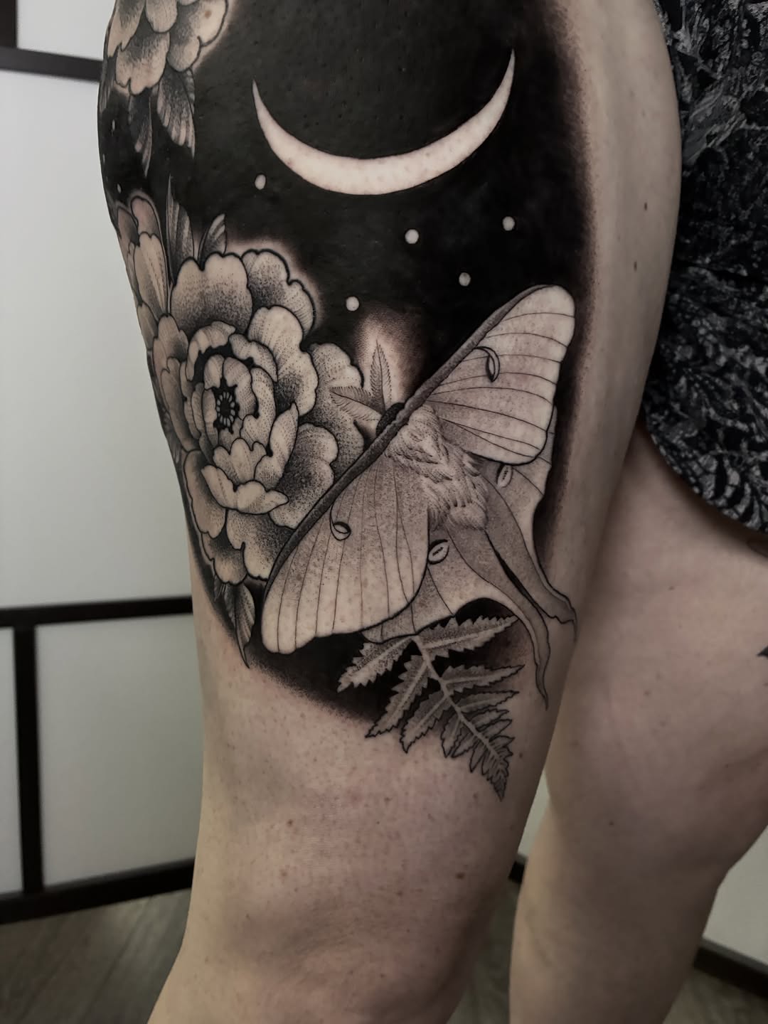Tattoo by @cameron.morris.tattoo — black_and_grey, dotwork