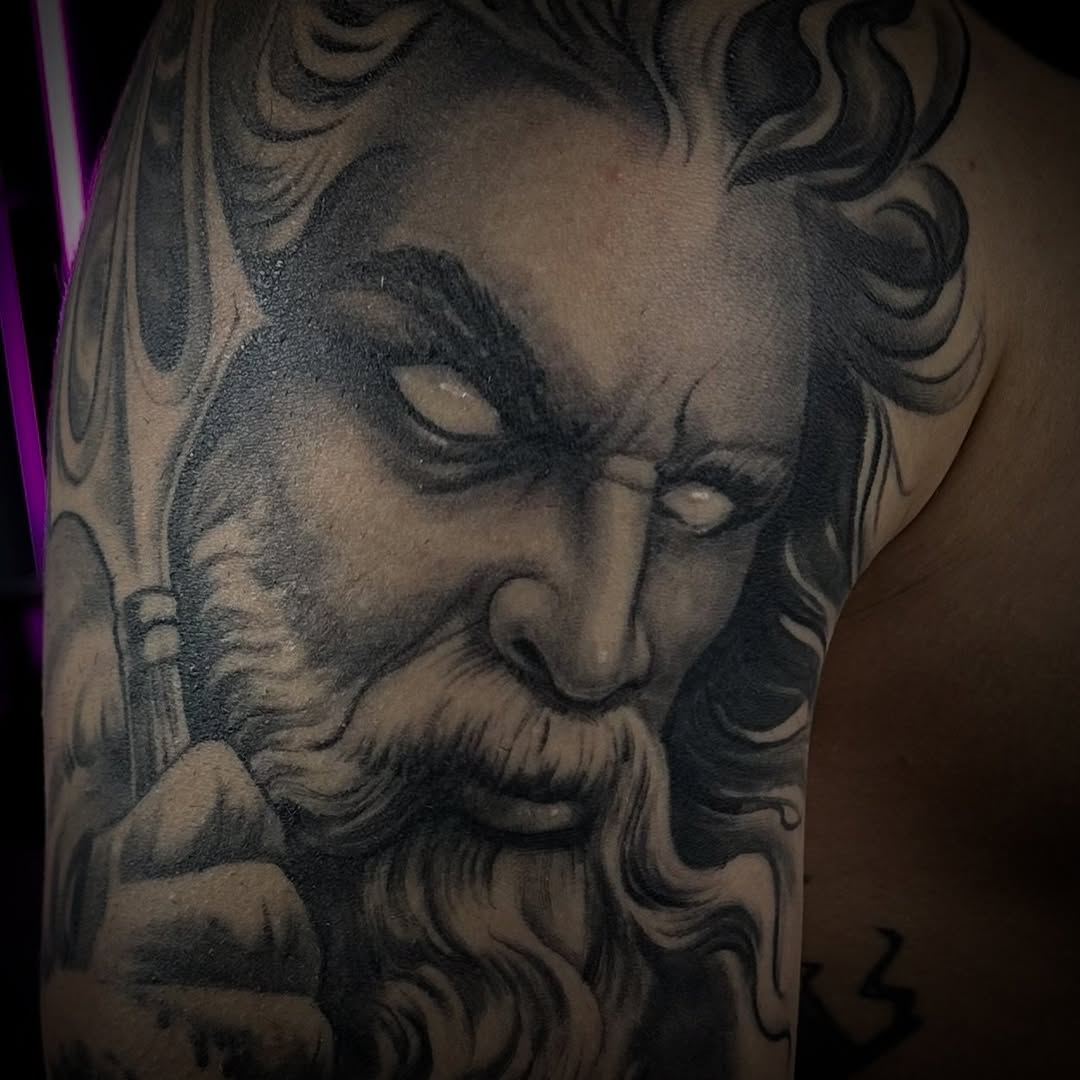 Tattoo by @ozarmy — black_and_grey, realism