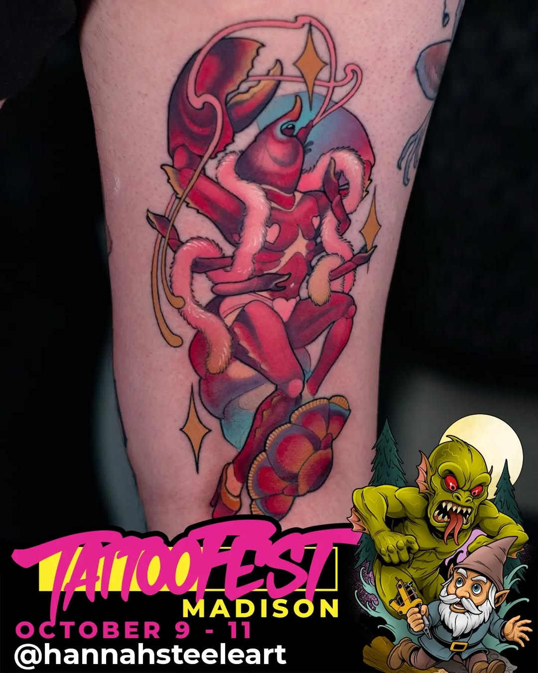 Tattoo by @hannahsteeleart — new_school, trash_polka