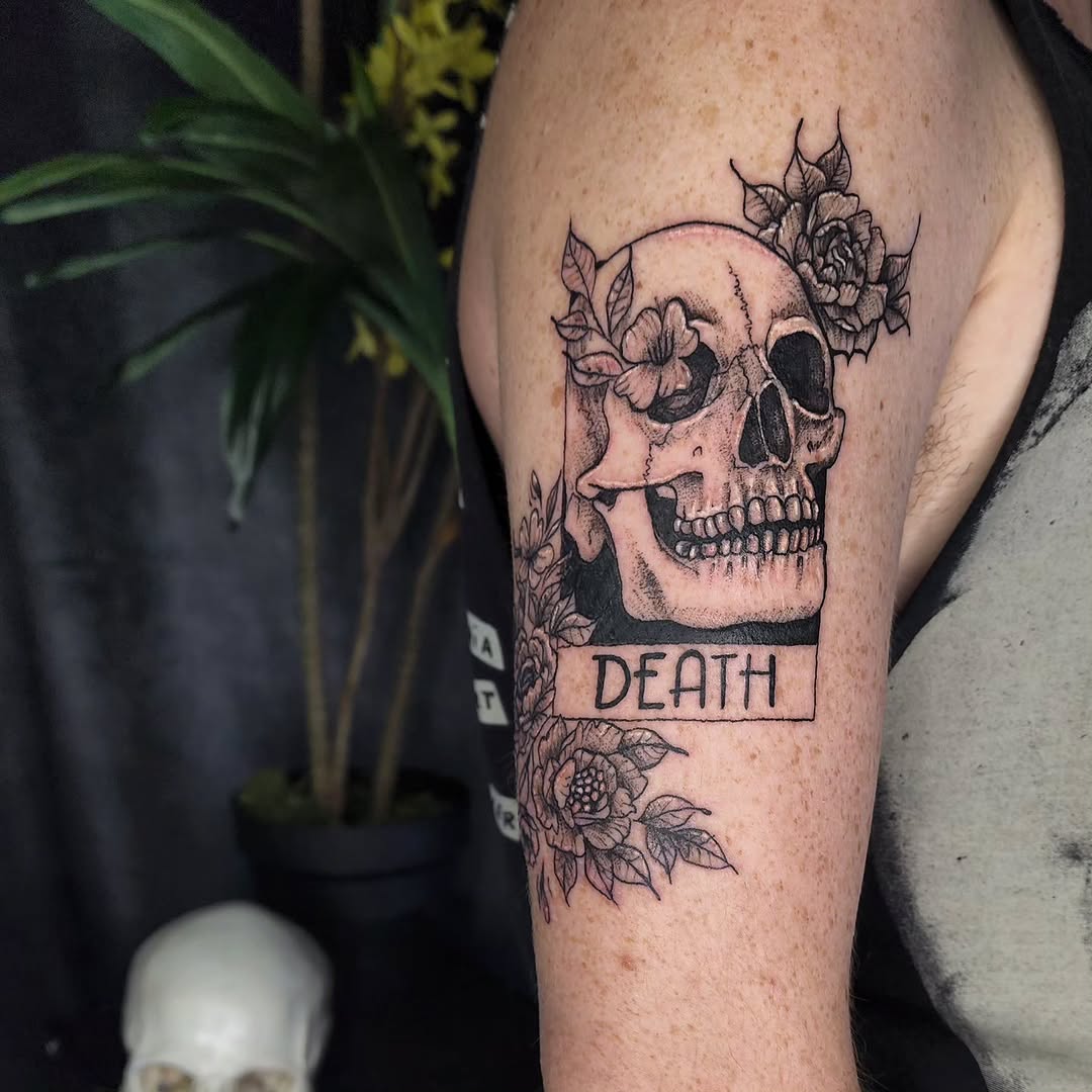 Tattoo by @bblackhoundd — black_and_grey, lettering_script