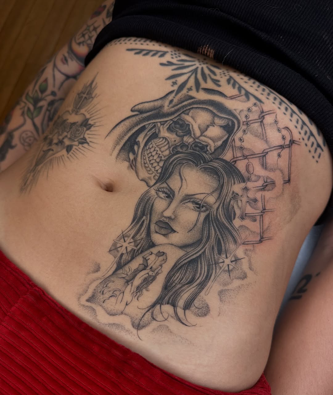 Tattoo by @adriannastabs — chicano, black_and_grey
