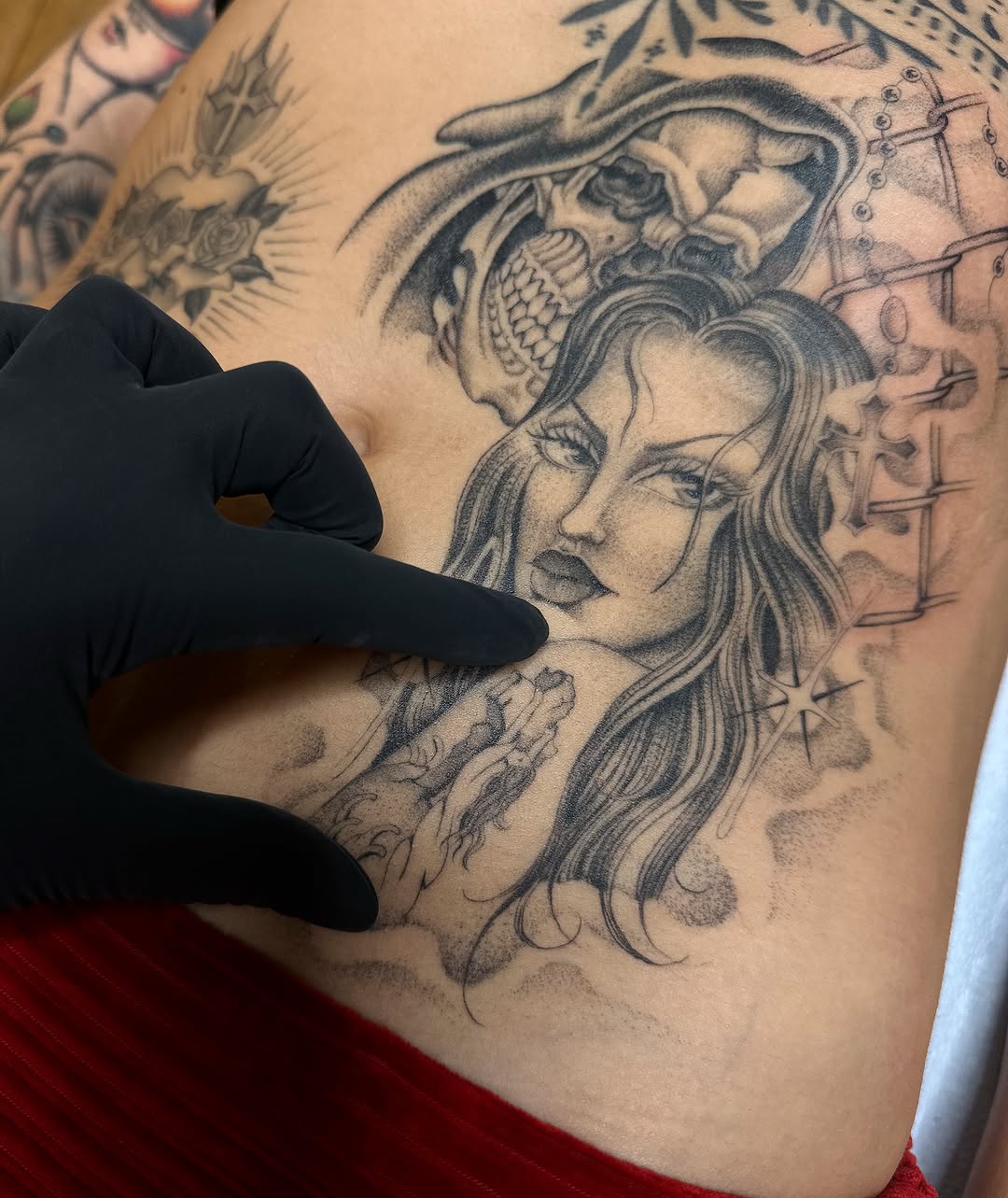 Tattoo by @adriannastabs — chicano, black_and_grey