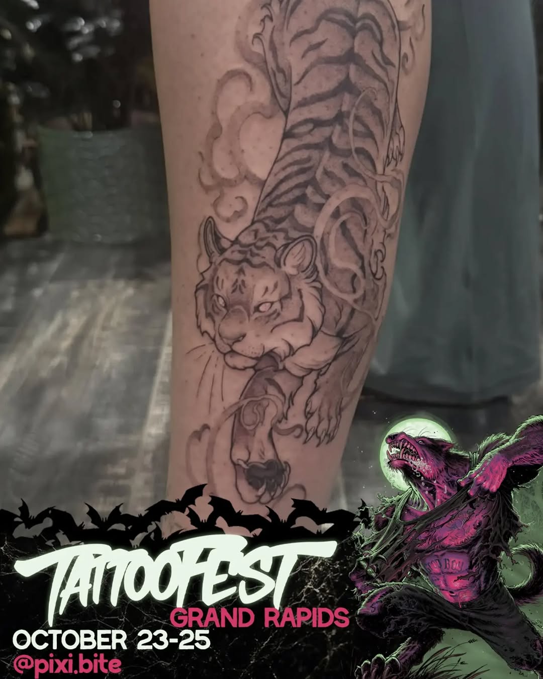 Tattoo by @pixi.bite — black_and_grey, realism