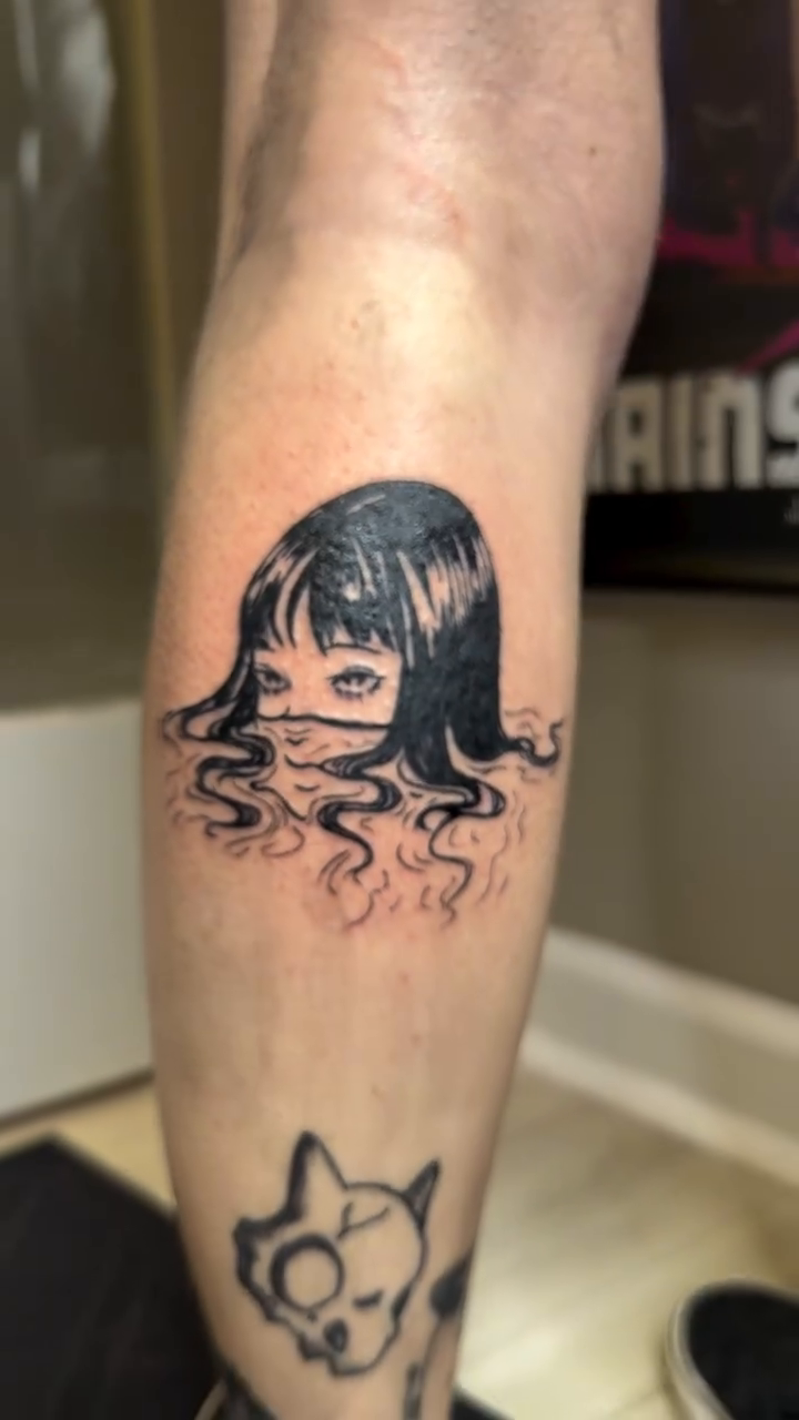 Tattoo by @myoddtattoos β anime, black_and_grey