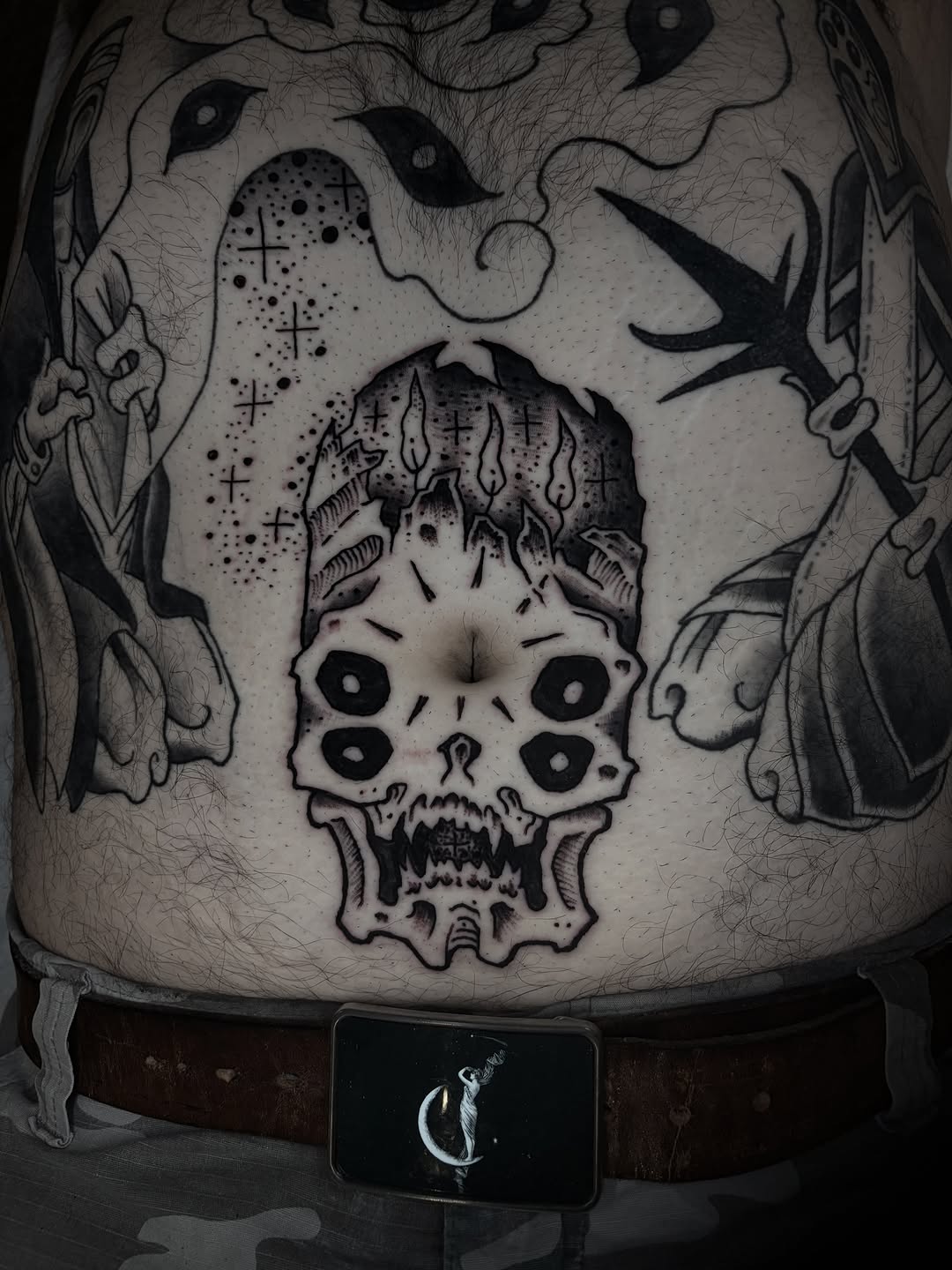 Tattoo by @the.sprouler — black_and_grey, dark_realism