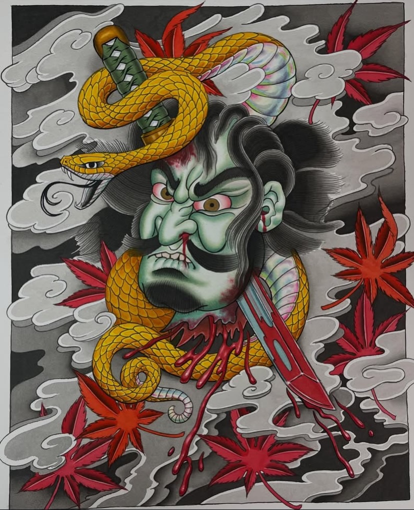 Tattoo by @milesmaniaci — japanese_irezumi, black_and_grey