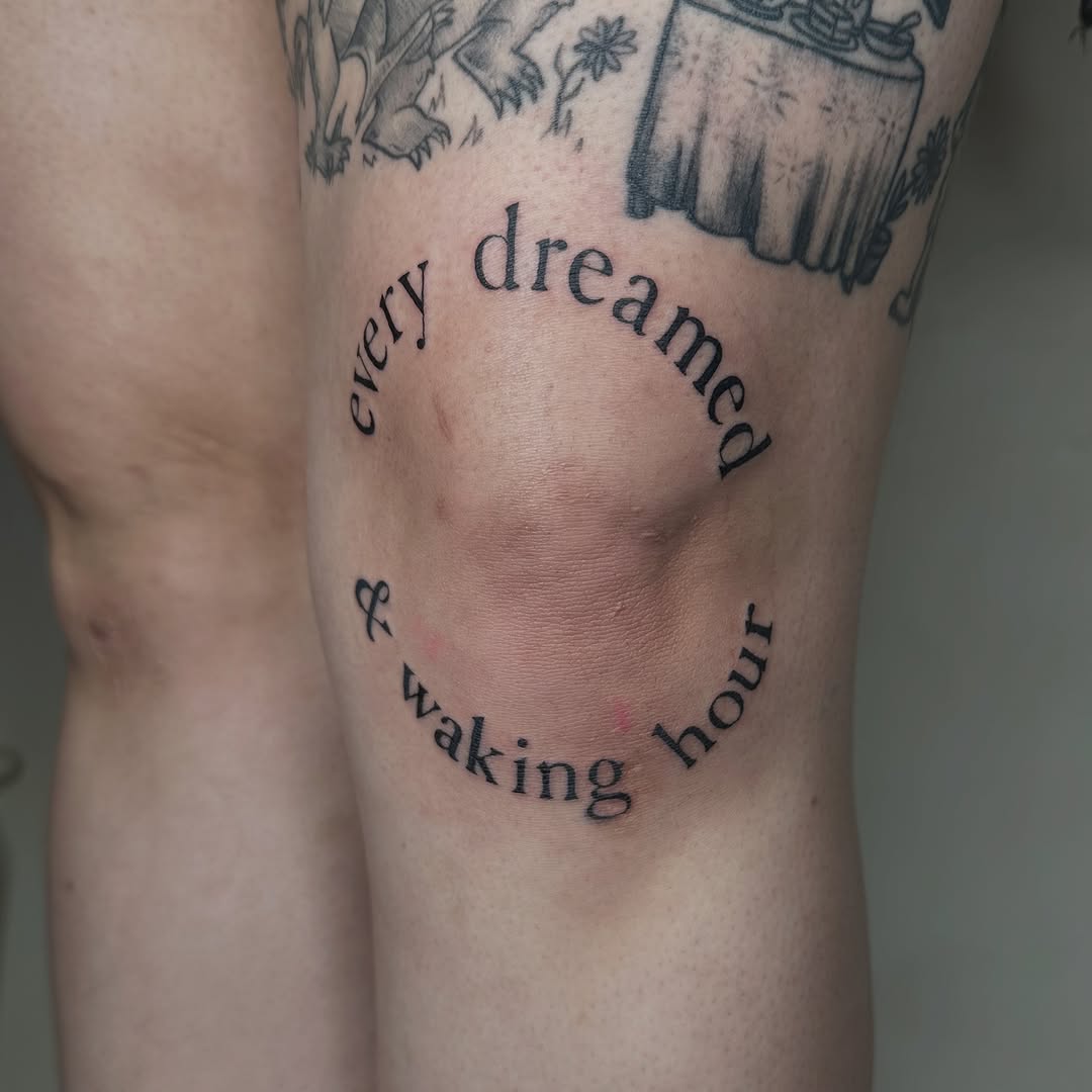 Tattoo by @silly.tatty — lettering_script, black_and_grey