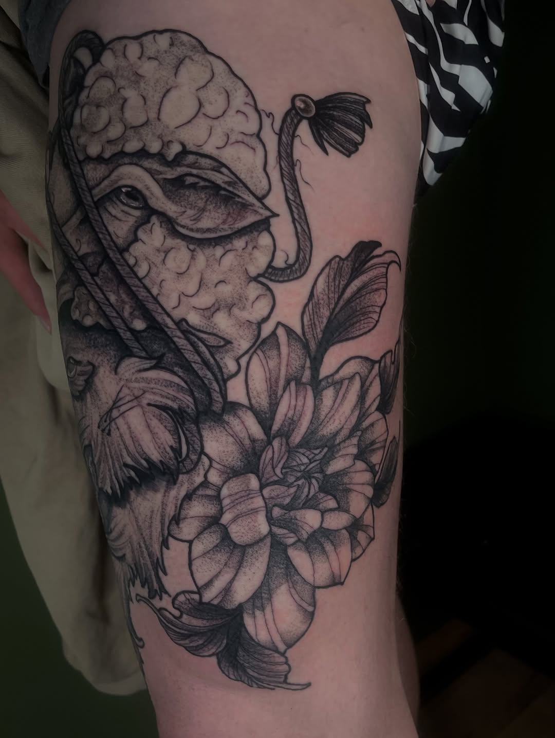 Tattoo by @bumbleknee_tattoos — black_and_grey, realism