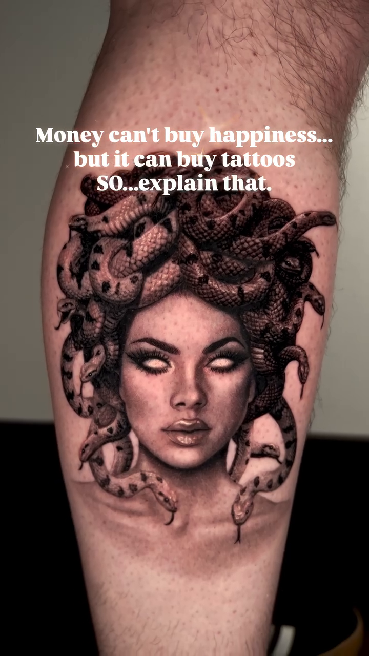 Tattoo by @zombiecattats โ realism, black_and_grey