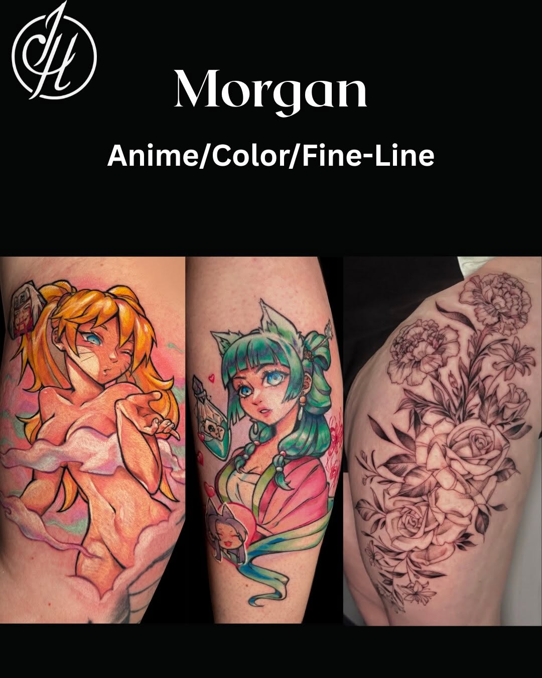 Tattoo by @morgue.inkz — anime, fine_line