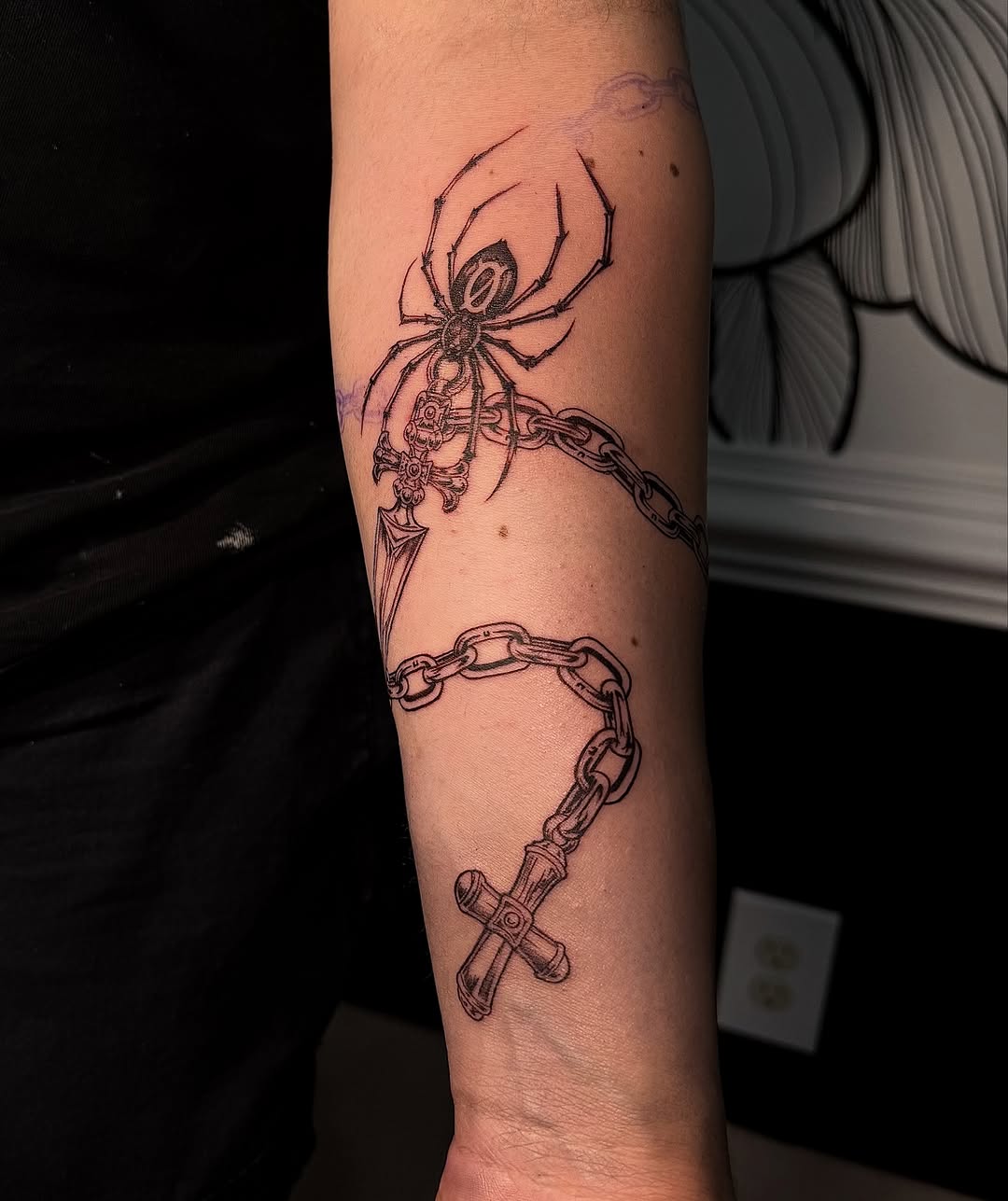 Tattoo by @cass.tats — black_and_grey, dark_realism