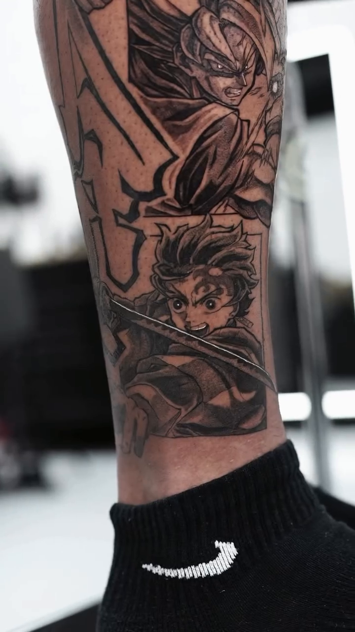 Tattoo by @cante_ink_ — anime, black_and_grey