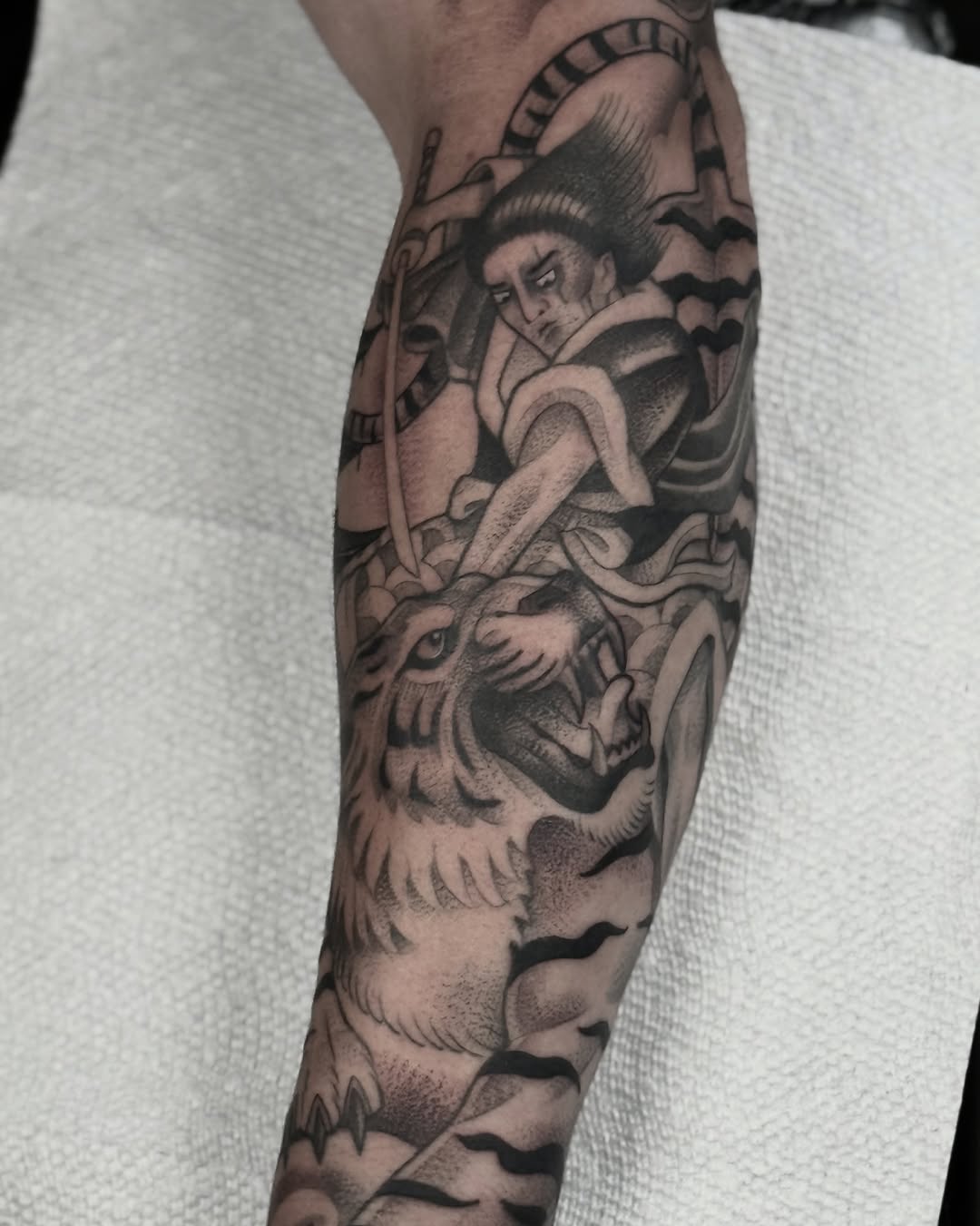 Tattoo by @milesromerotattoos — japanese_irezumi, black_and_grey