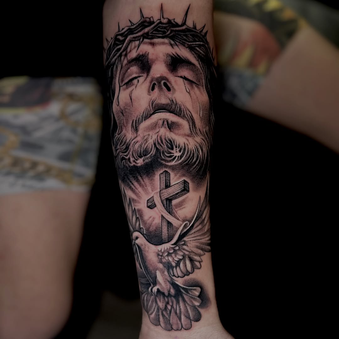 Tattoo by @bigstevelewis — realism, black_and_grey