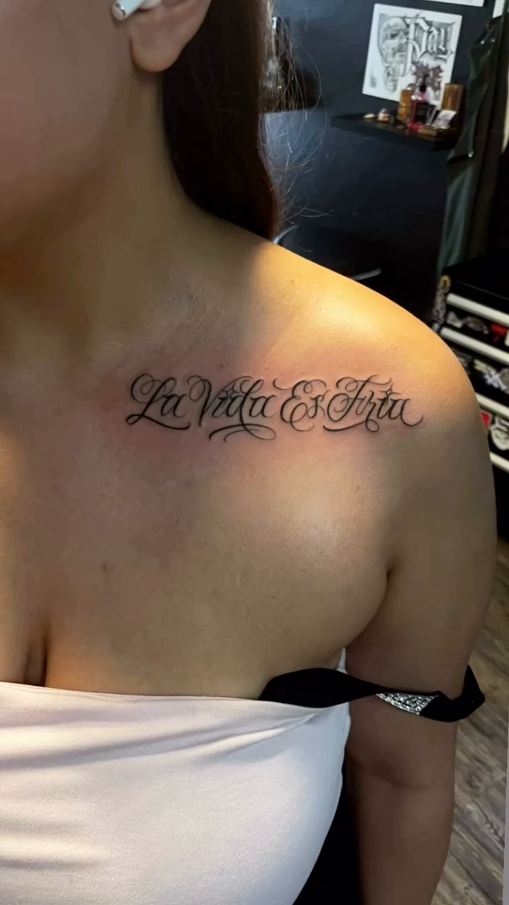 Tattoo by @sylvia_duenas — lettering_script, fine_line