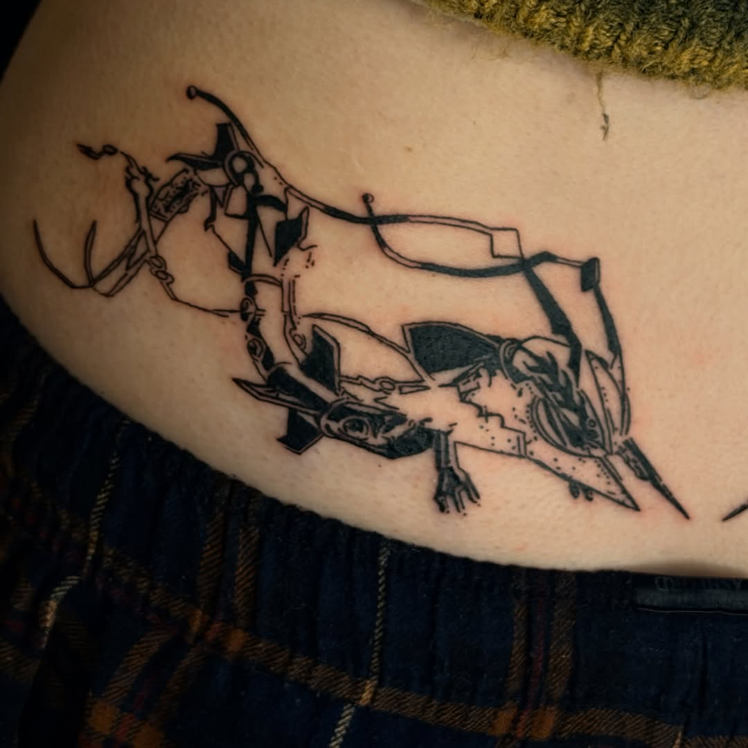 Tattoo by @isthepainok — blackwork, anime