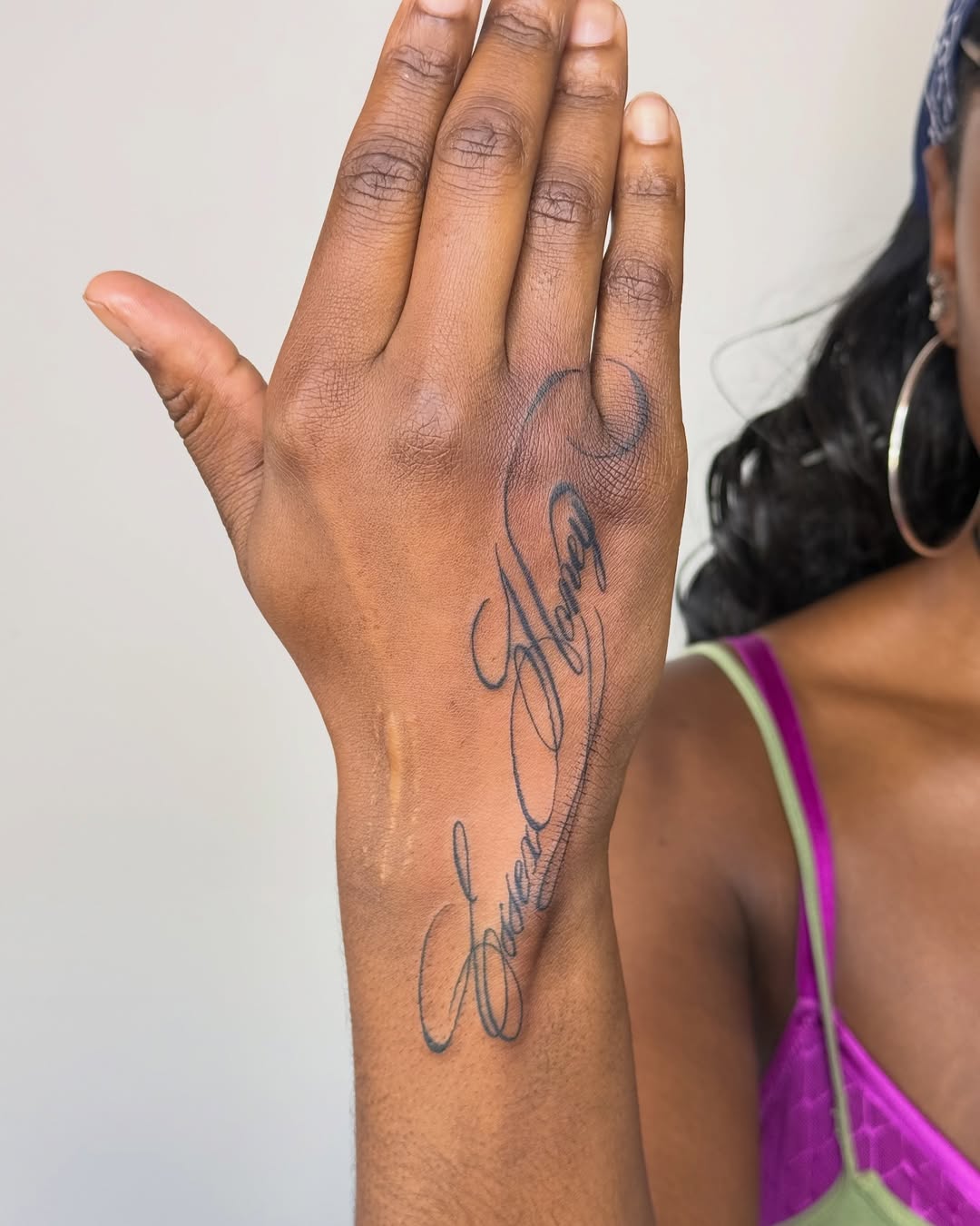 Tattoo by @dewduls — lettering_script, fine_line