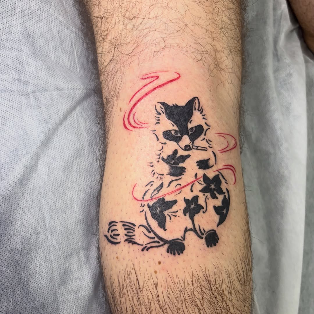 Tattoo by @mushypokes — blackwork, illustrative