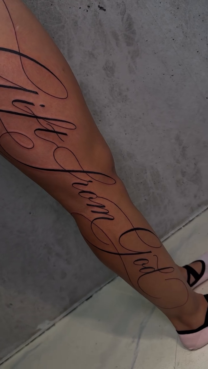 Tattoo by @inkbydame — lettering_script, fine_line