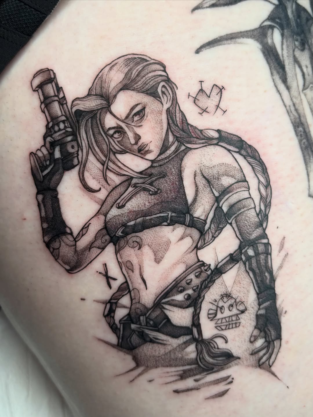 Tattoo by @joelytattoos — anime, dotwork