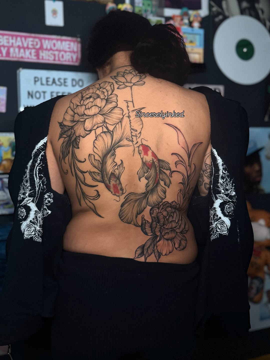 Tattoo by @sincerelyinked — japanese_irezumi, black_and_grey