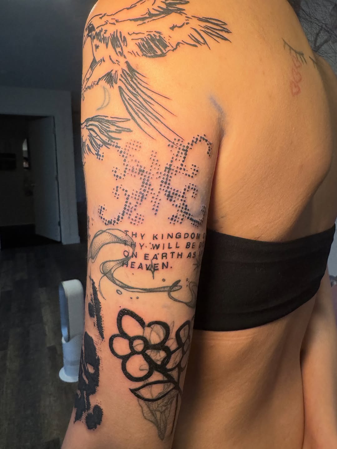 Tattoo by @kinz_ink — lettering_script, blackwork