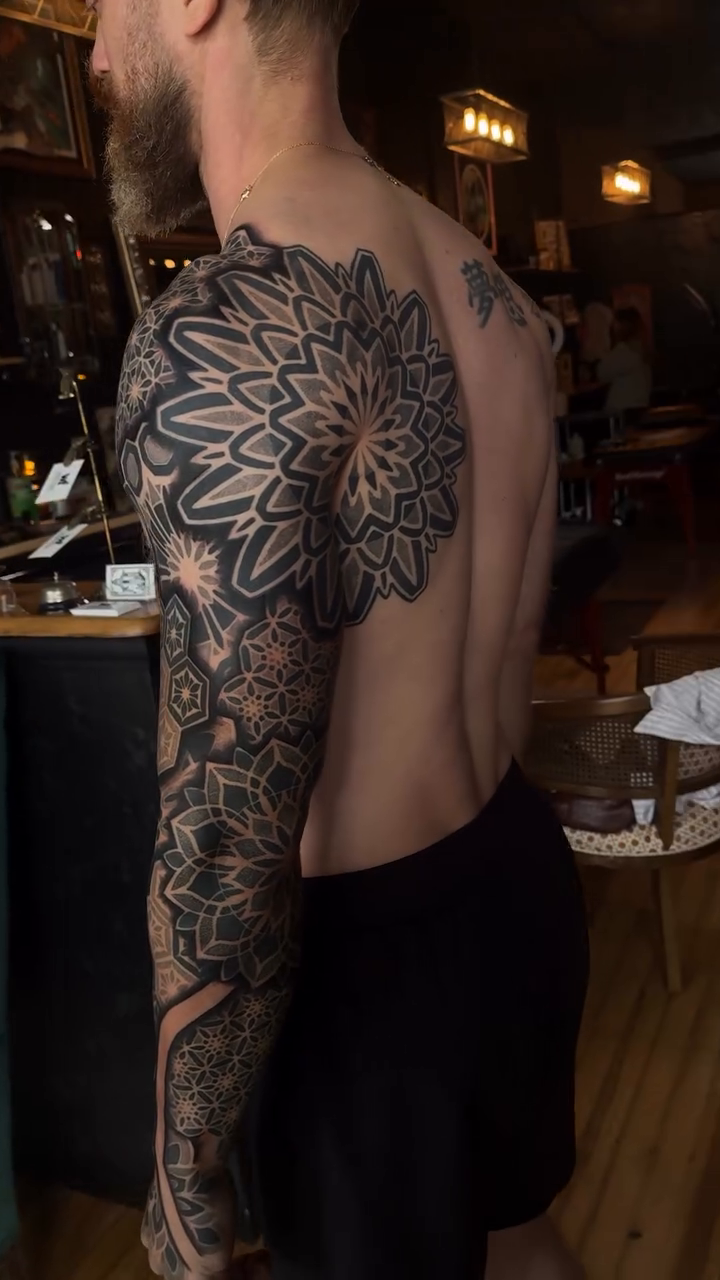 Tattoo by @chrisirvintattoos β geometric, black_and_grey