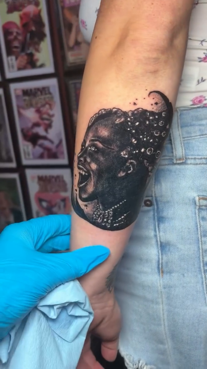 Tattoo by @rottenronnietattoos — black_and_grey, realism