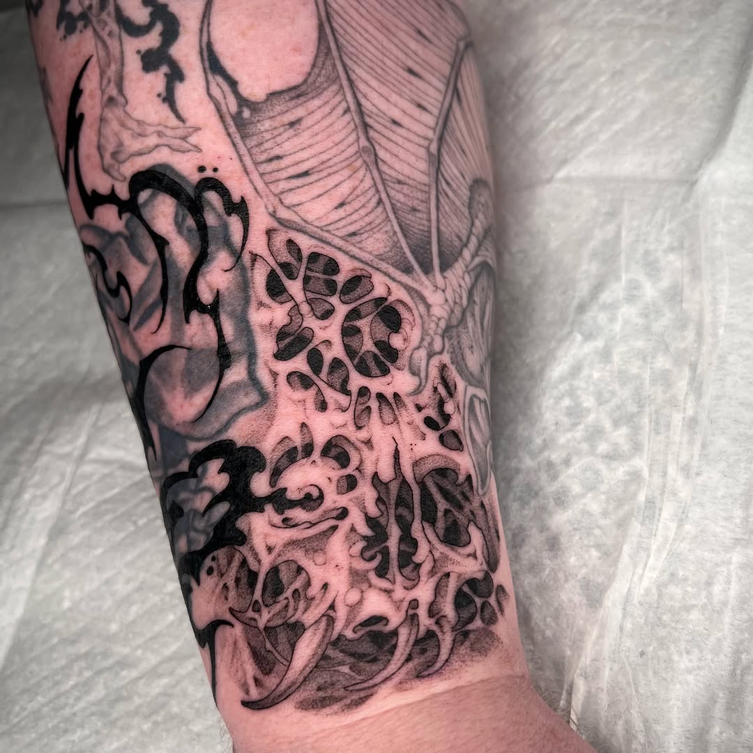 Tattoo by @revoltingworship — blackwork, dark_realism