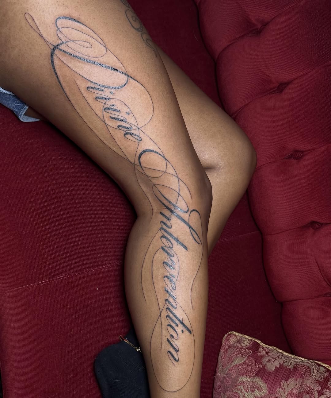 Tattoo by @tattedbycamryn — lettering_script, fine_line