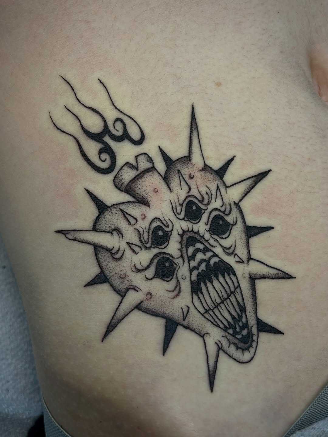 Tattoo by @bloodybriaa — black_and_grey, dark_realism