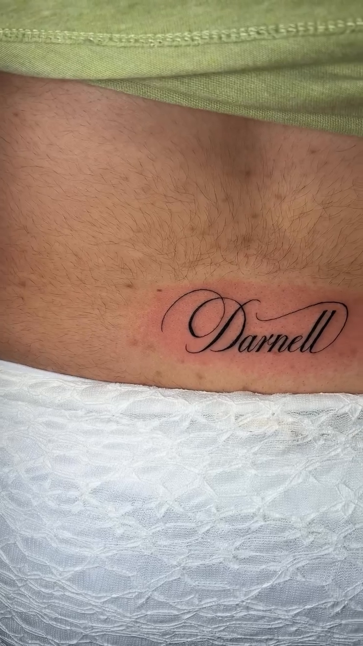 Tattoo by @uncomfycomfort โ lettering_script, fine_line