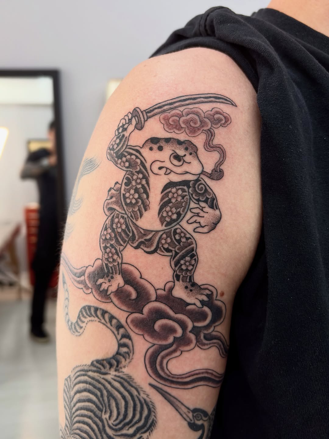 Tattoo by @naganumatattoo — japanese_irezumi, black_and_grey