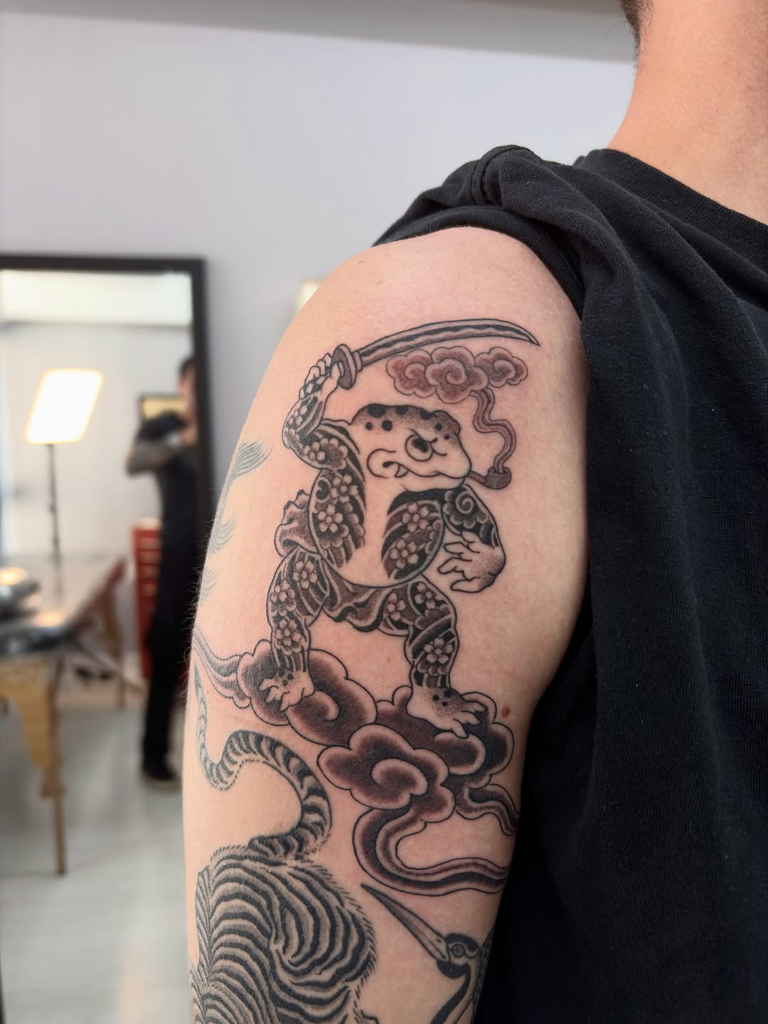 Tattoo by @naganumatattoo — japanese_irezumi, black_and_grey