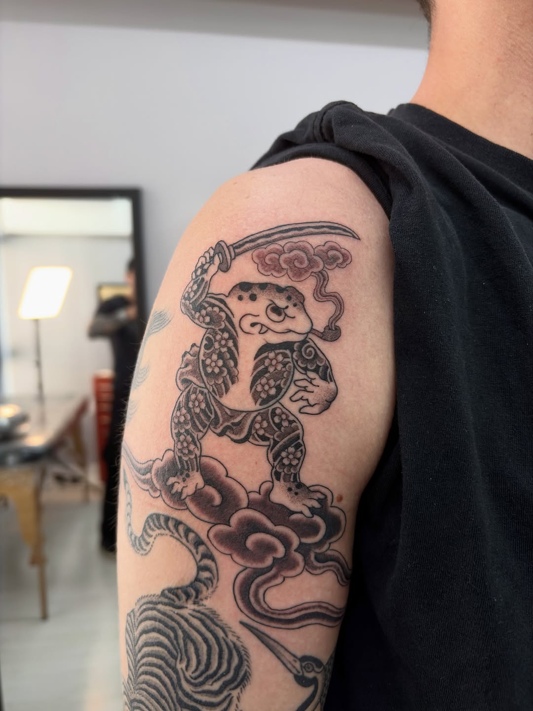 Tattoo by @naganumatattoo — japanese_irezumi, black_and_grey