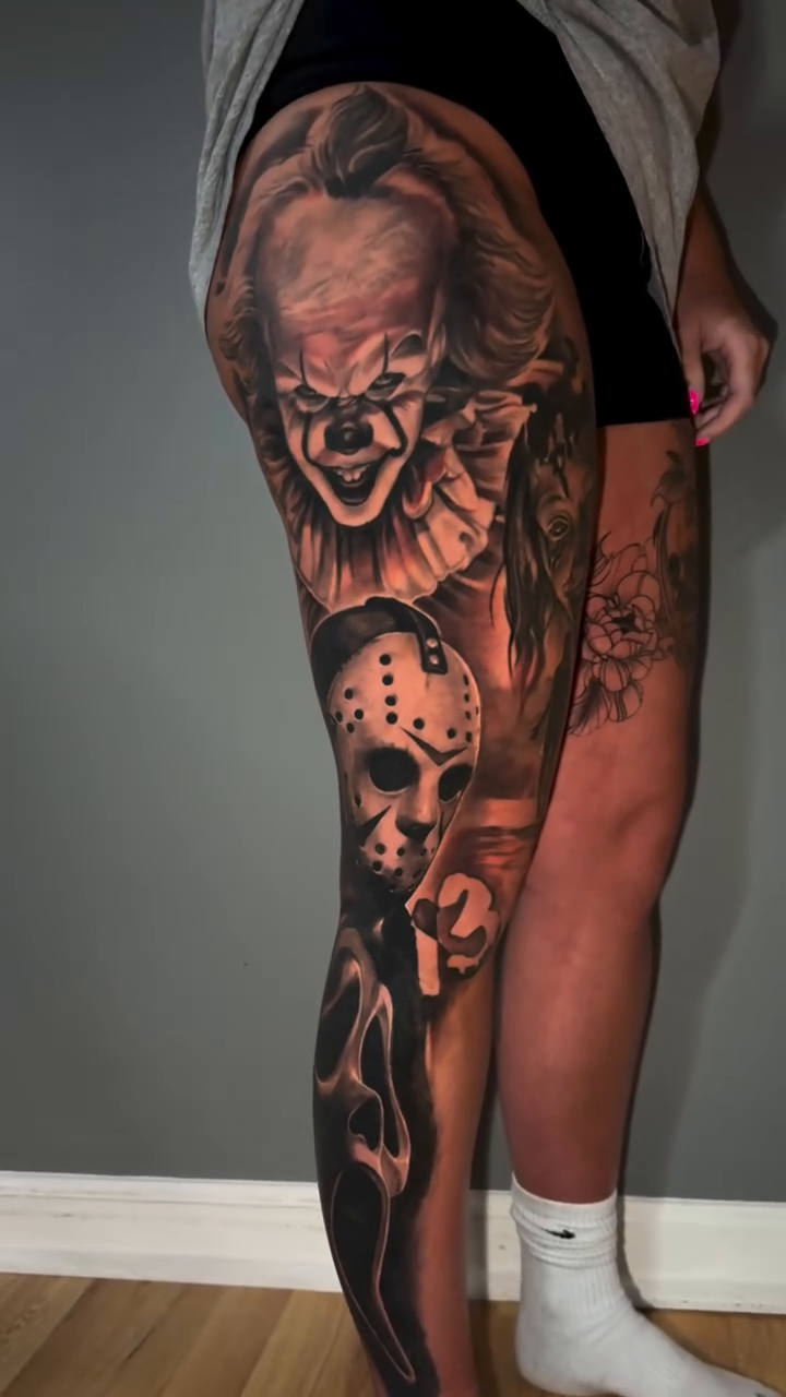Tattoo by @jakethetattooer — dark_realism, black_and_grey