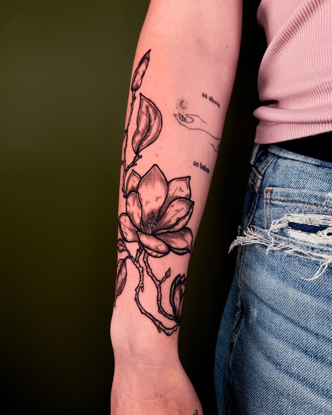 Tattoo by @faunawitchtattoo — illustrative, black_and_grey