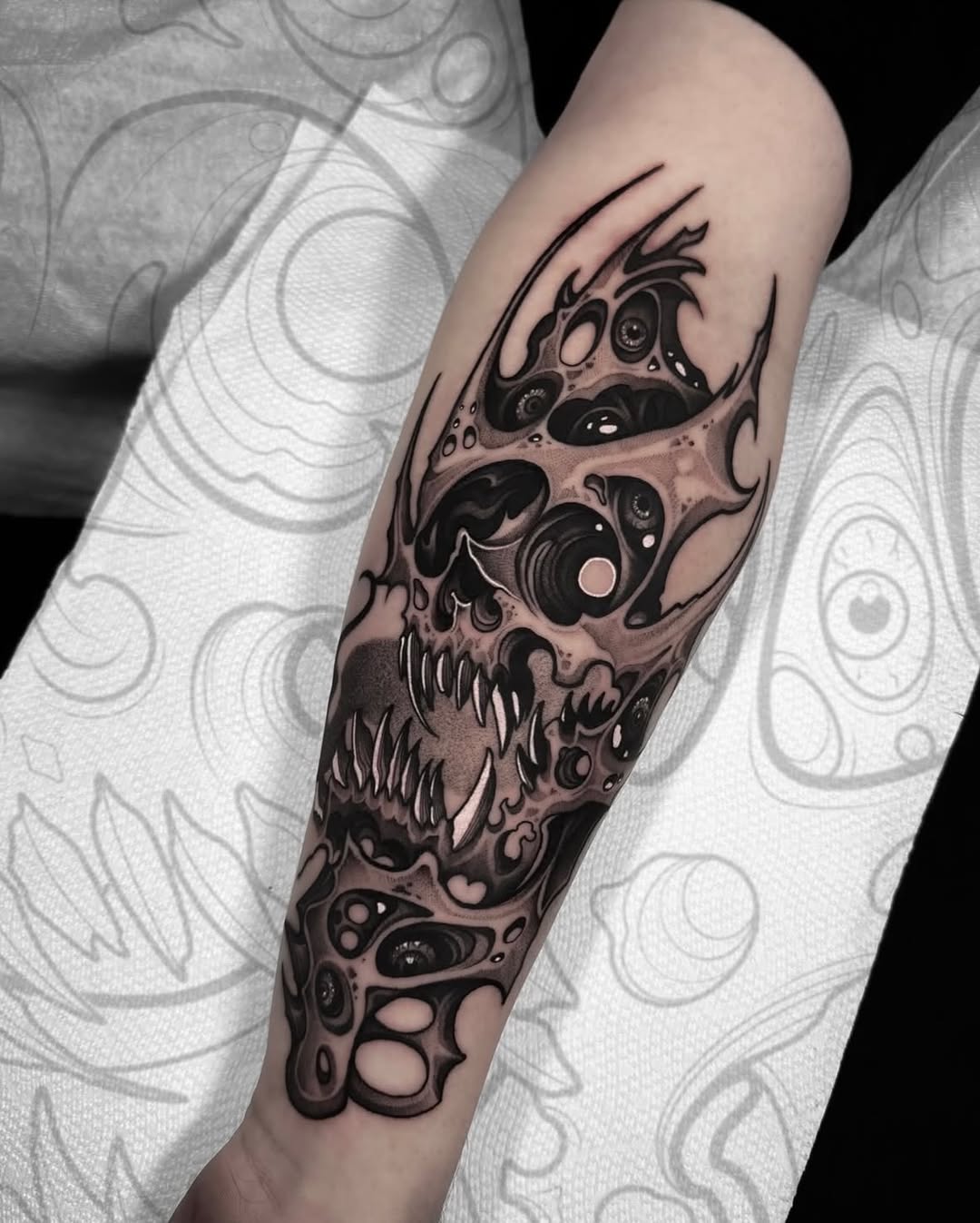 Tattoo by @brittany.beware — black_and_grey, dark_realism