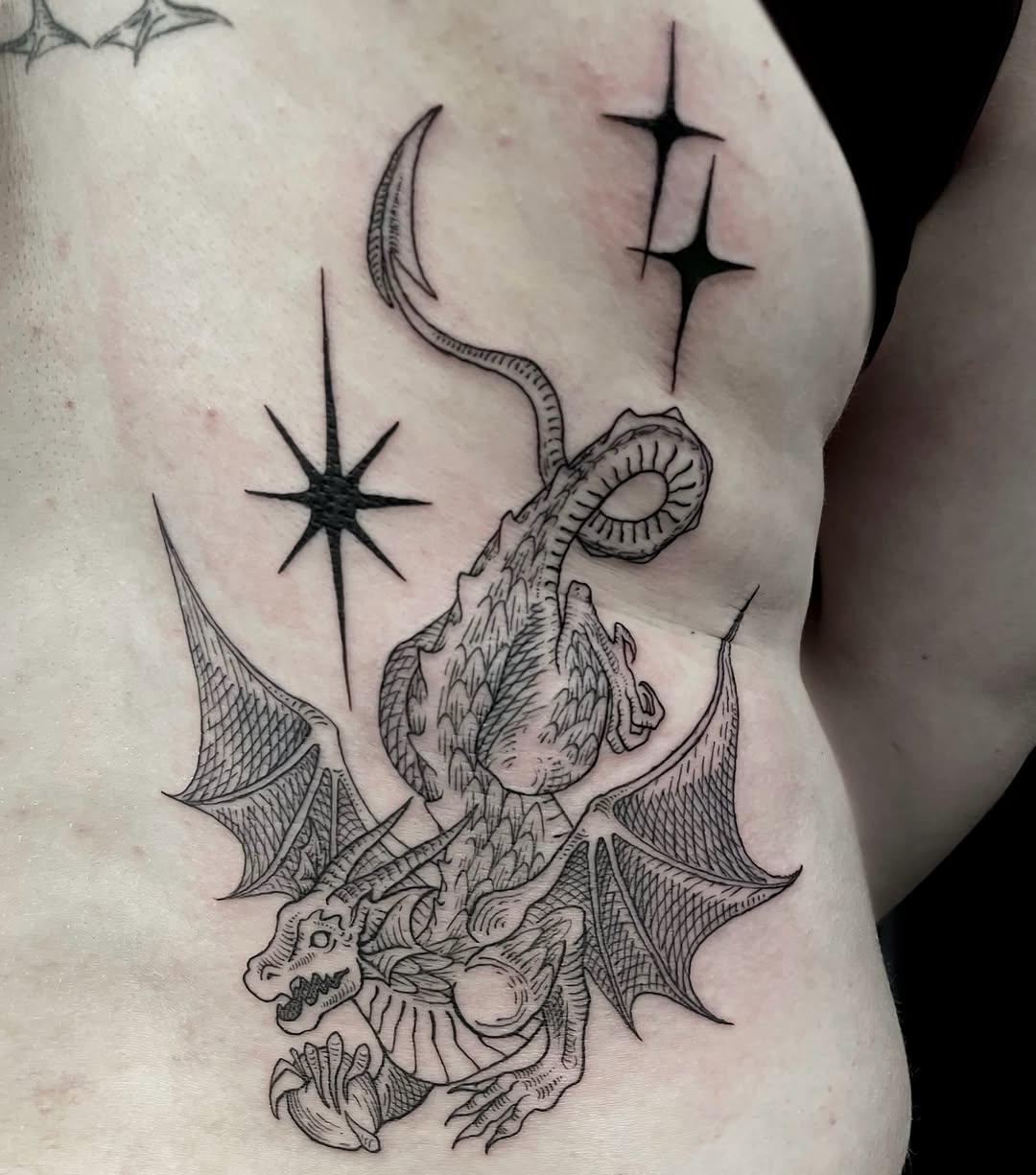 Tattoo by @nosferobtu.tattoo — illustrative, black_and_grey